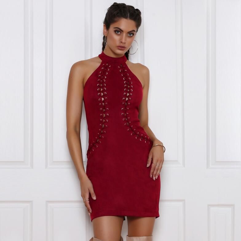 vestido camurça vermelho