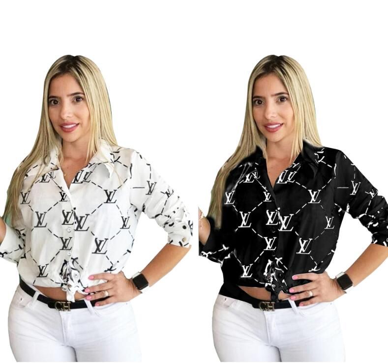 Louis Vuitton LV Shirt Mujeres Otoño Camisa Solapa Cuello Manga Larga  Vintage Camisas Tops Popular Marca Letra Imprimir Blusa Casual Mujer Ropa  Hococal Blanco Marrón De 58,2 €