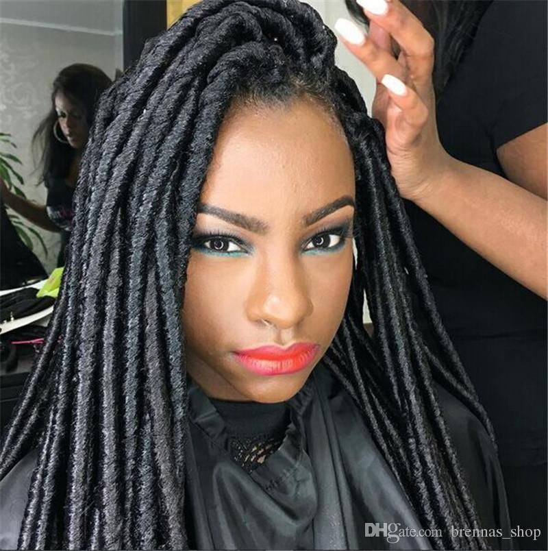 18 "Cheveux Naturels! Déesse Faux Locs Tutorial faux locs tresse cheveux  crochet faux verrous synthétiques dreadlocks vrac kanekalon verrouille les  cheveux en vrac