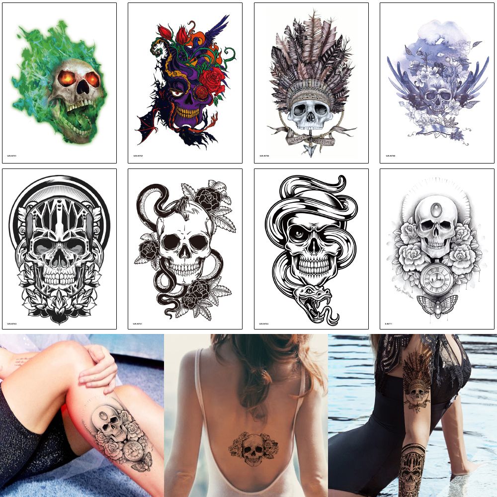 Flower Arm Tattoo Sticker White Black Fake Waterproof Design Cool Skull  Snake Decal For Woman Man Body Sleeve Back Leg Art Temporary Tattoos From  Homimly, $0.89 | DHgate.Com