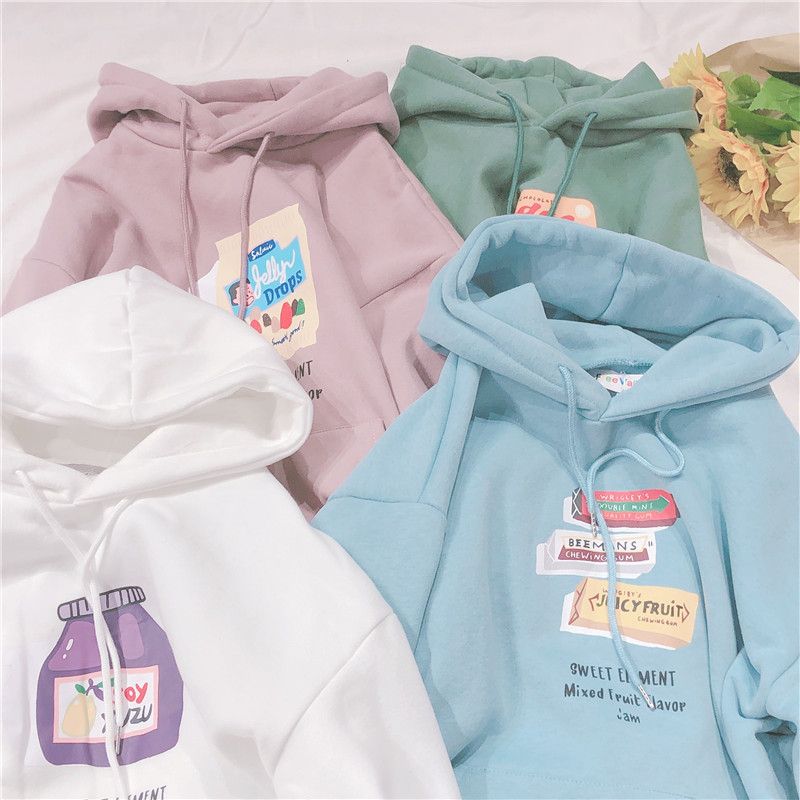 Satin Al Kore Genc Kiz Candy Renk Karikatur Kapsonlu Sweatshirt Sonbahar Kis Harajuku Kawaii Gevsek Pelus Kapusonlular Lolita Kazaklar Tops Tl266 41 Dhgate Comda