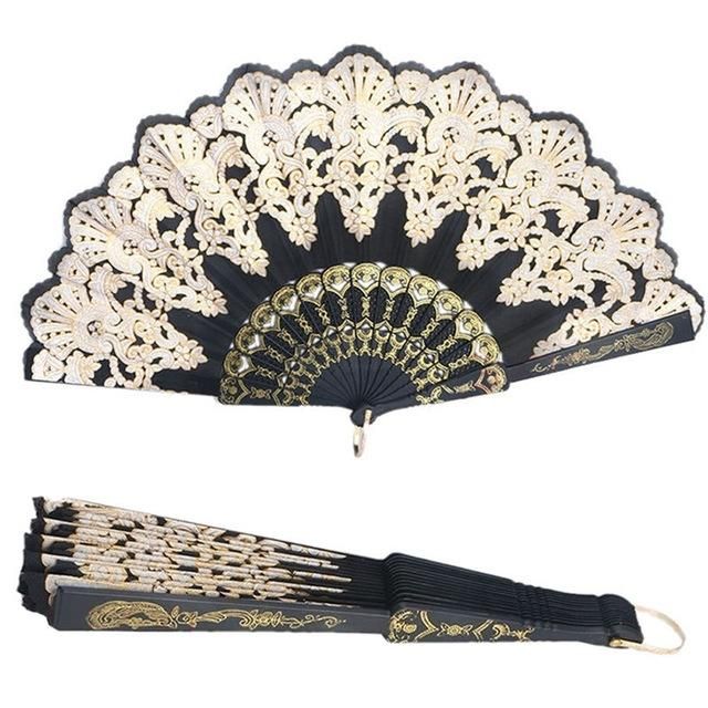 23cm Folding Fans Chinese Spanish Style Dance Wedding Fan Pocket