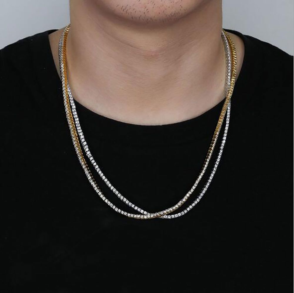 Micro Tennis Necklace In White Gold 