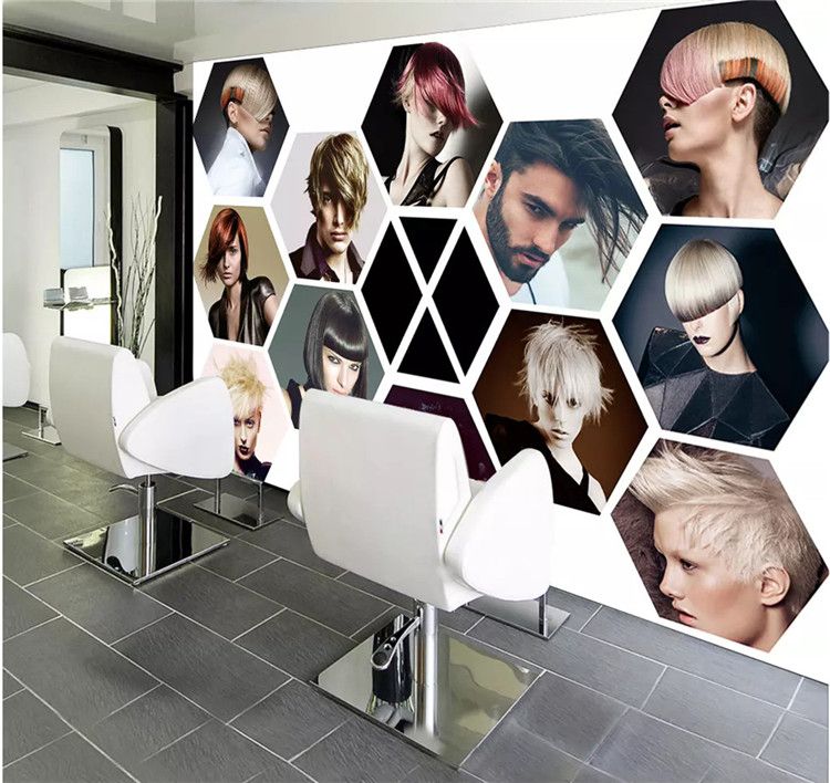 Custom Wall Paper 3D Modern Fashion Beauty Salon Hair Salon Photo Mural Barber Shop Decoration Wallpaper Custom Wall Paper 3D Modern Fashion Beauty Salon Hair Salon Photo Mural Barber Shop Decoration Wallpaper