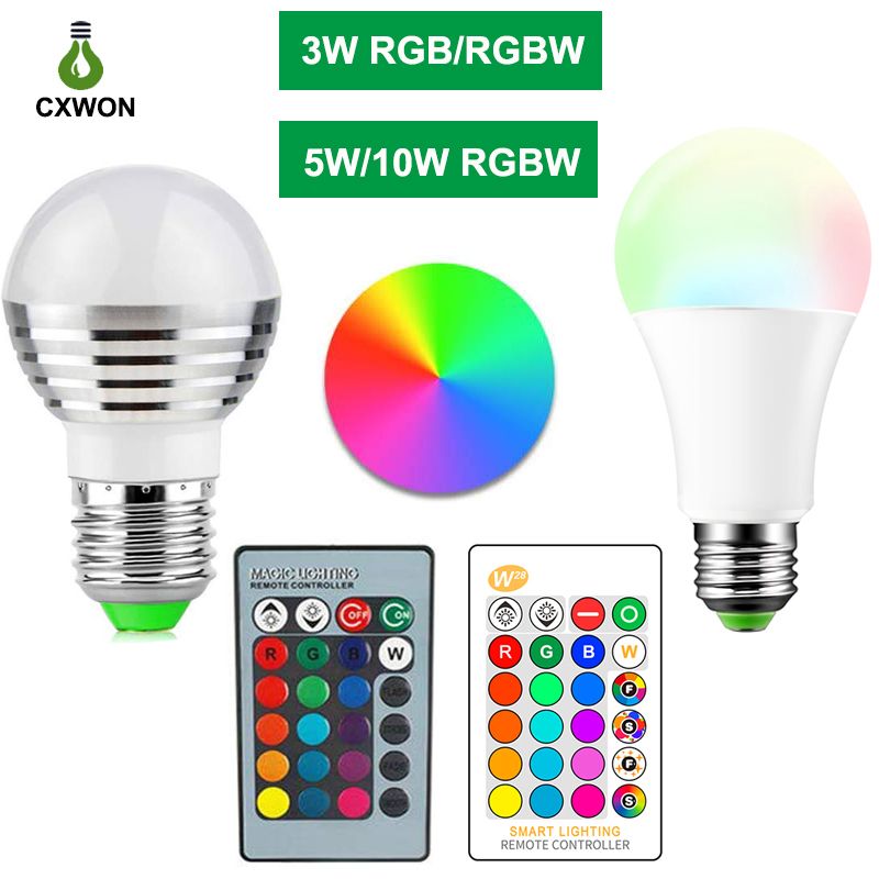 5W 10W E27 E14 RVB LED Ampoule 16 couleur changeant Ampoule IR télécommande 