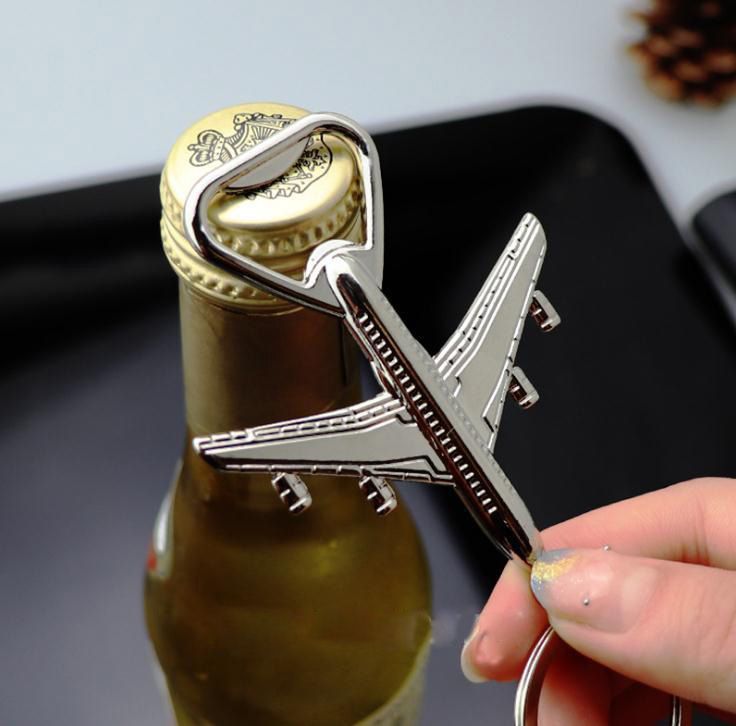 Creative Airplane Bottle Opener With Keychain Portable Metal Corkscrew