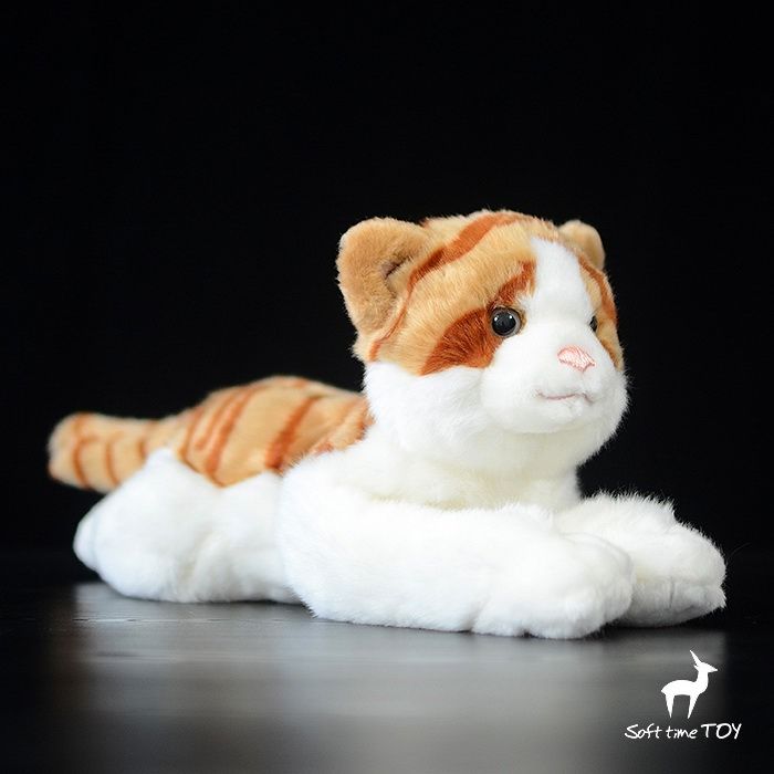 2020 Soft Toy Lying Tabby Cats Doll Real Life Plush Tiger Cat