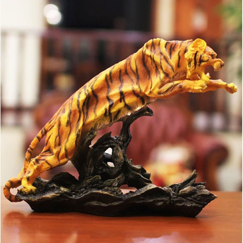 2020 33cm Tiger Art Sculpture Figurine Feng Shui Animal Statues Resin