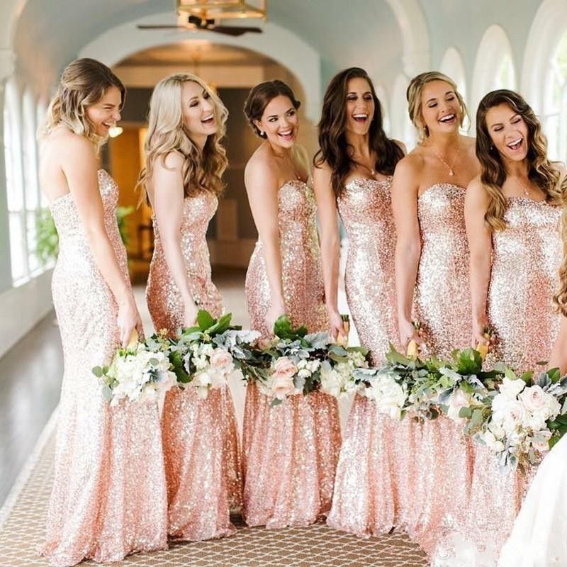 navy blue and rose gold bridesmaid dresses