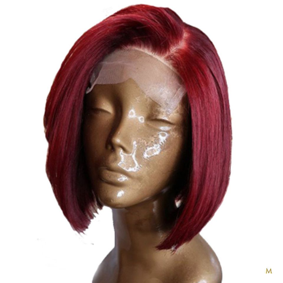 Ombre Burgundy 99j Natural Color Short Bob 13x4 Lace Front Human