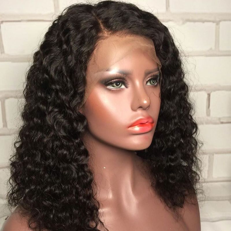 Human Hair Lace Front Bob Wigs Brazilian Curly Short Full Lace Wig