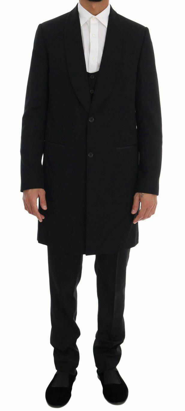 Acquistare Giacca Lunga Nera Abiti Da Uomo Abito Da Sposa Abito Da Sposo  Smoking 3 Pezzi Cappotto Pantalone + Gilet Scialle Risvolto Terno Masculino  Uomo Completo Blazer Costume Economico | Consegna Veloce