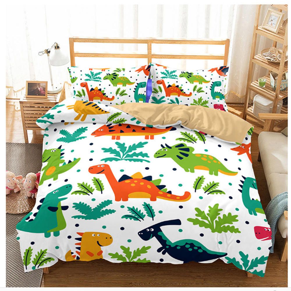 Dinosaur Bedding Set For Children Cartoon Cute Duvet Cover King