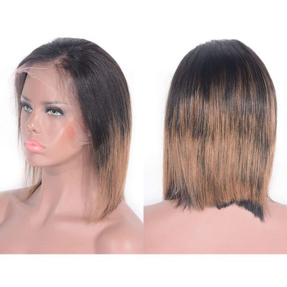 1b 4 27 Ombre Short Human Hair Wigs Straight Lace Front Bob Wig