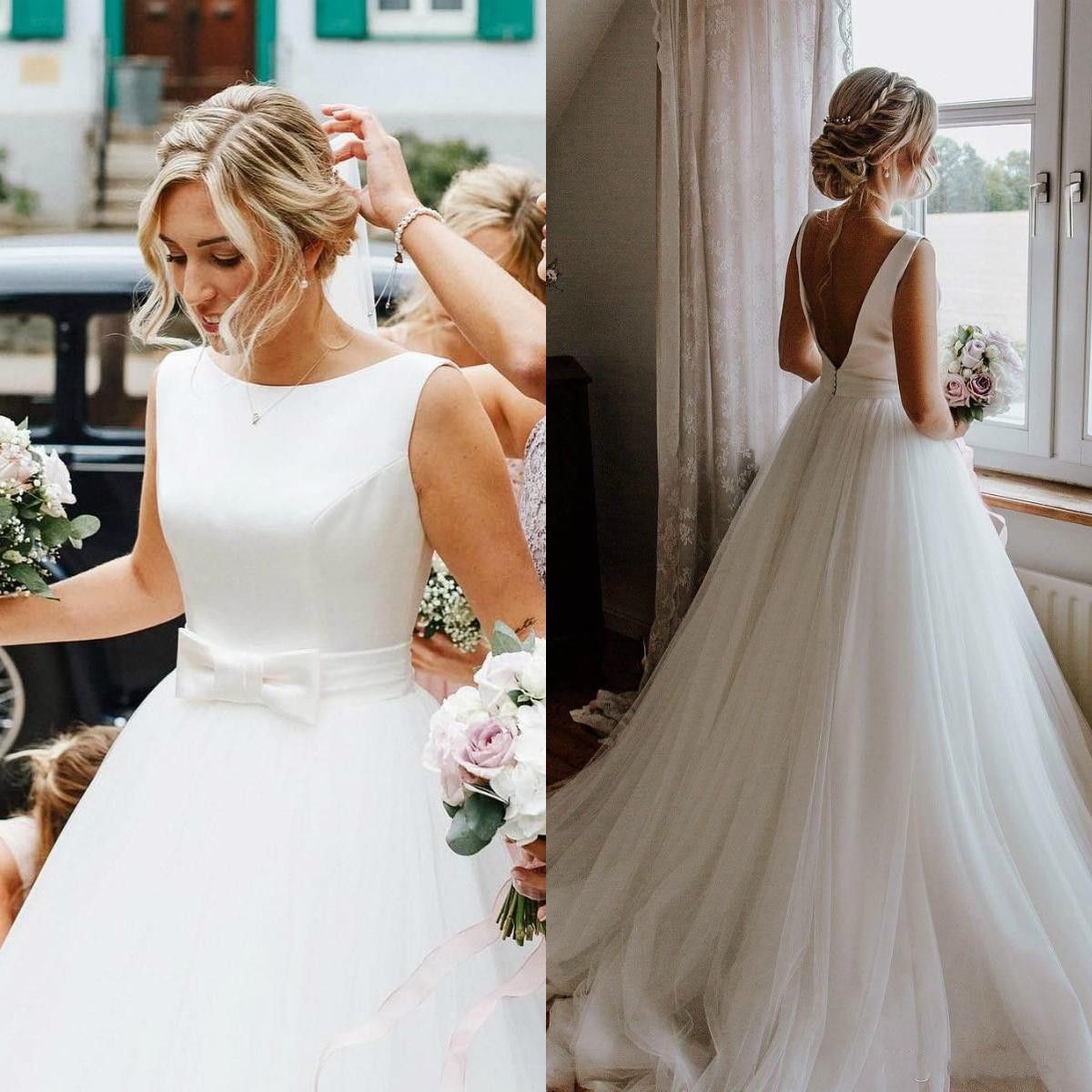 tulle and satin wedding dress