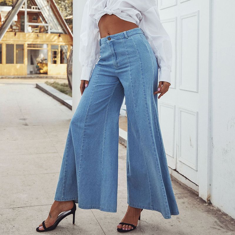 Fashionable Blue Flare Jeans Women Girl Holiday Streetwear Big Pants Lady  Trendy Hiphop Star Wearing Jeans Lady From Beenni, $22.1 | DHgate.Com