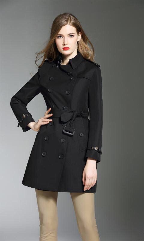 black thin trench coat