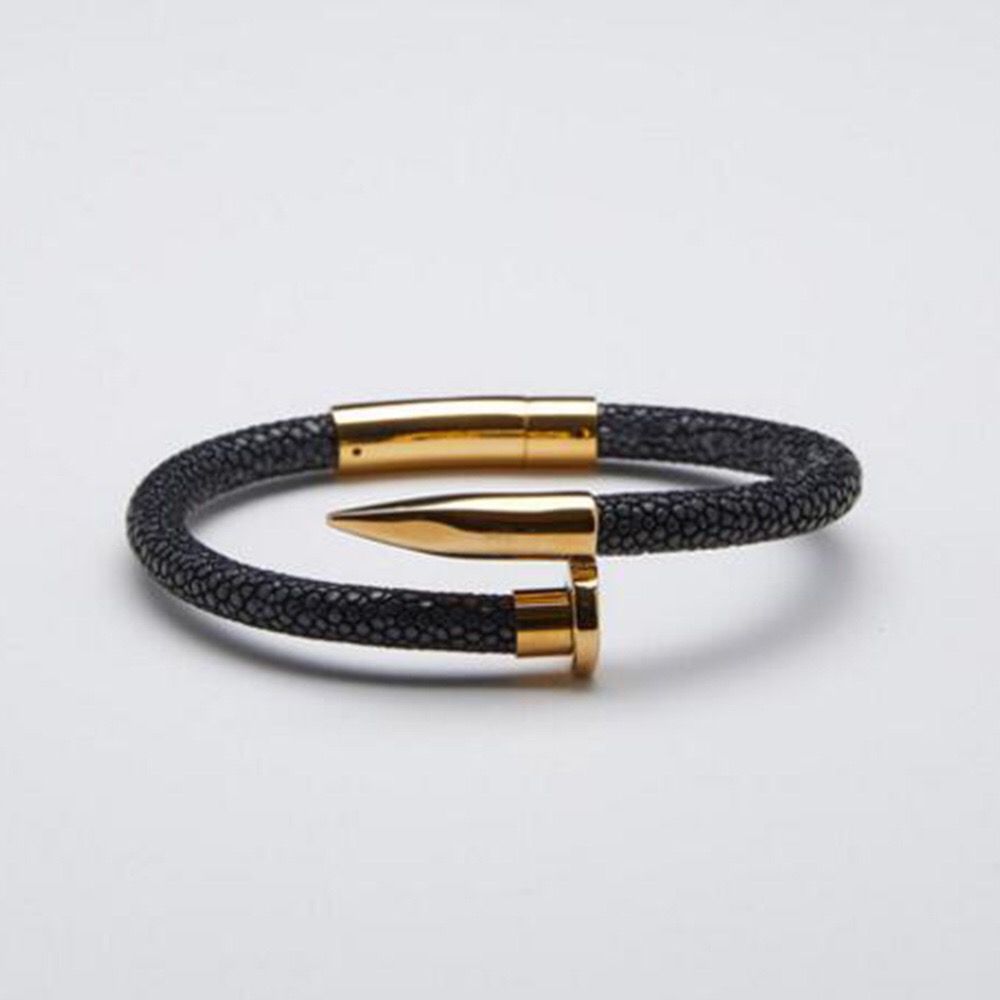 Men Bracelet Stingray Leather Bracelets Stainless Steel With Stingray
