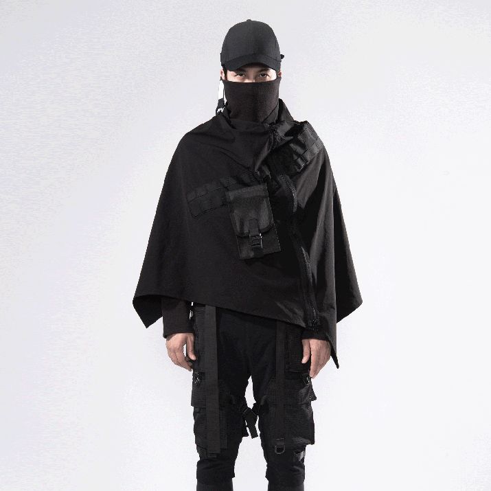 PUPIL TRAVEL Techwear Cape Tactical Poncho Cyber Style Cloak From ...