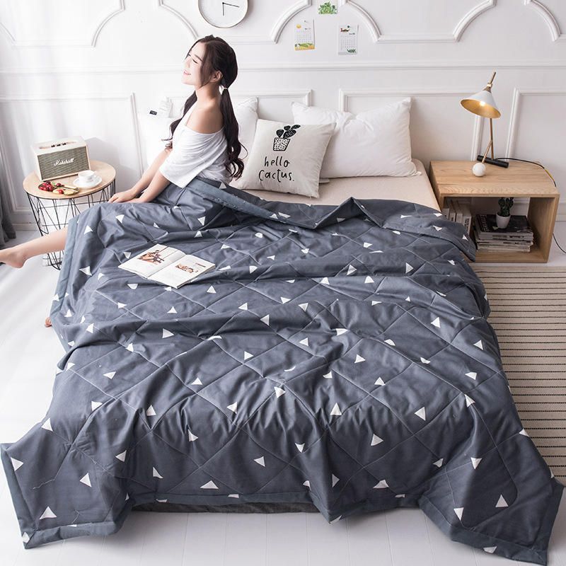 2020 Cartoon Print Air Condition Summer Quilt Duvet Cover Solid