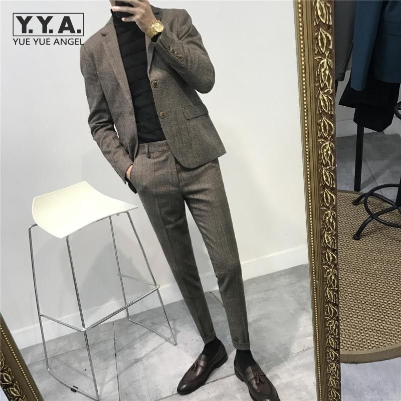 Acquistare Abiti Da Uomo Blazer Abbigliamento Uomo Abbigliamento Ufficio  Casual Business Business Two Piece Single Breasted Formal Slim Fit Plaid  Blazerpants Set Di Nozze Economico | Consegna Veloce E Qualità | It.Dhgate