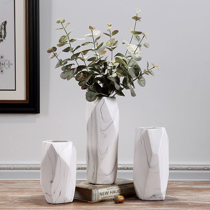 Nordic Style Simple Marble Ceramic Vase Home Decorations Indoor Insert