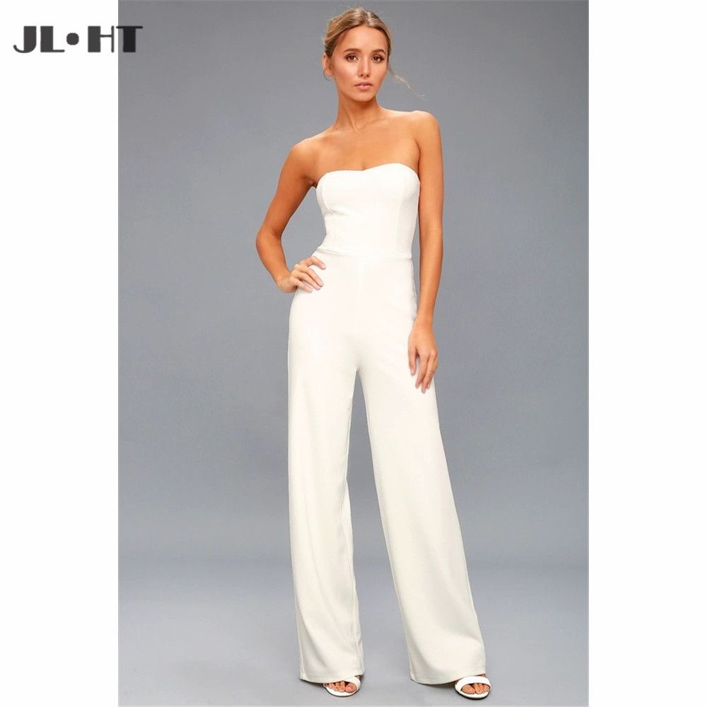 satin strapless jumpsuit