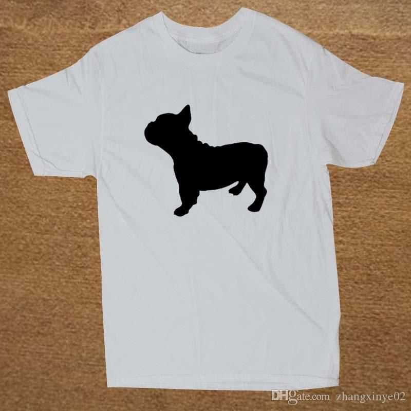 Ropa de marca SILUETA ​​BULLDOG FRANCÉS Perro Animal Mascotas Camiseta  divertida Camiseta Hombre Algodón