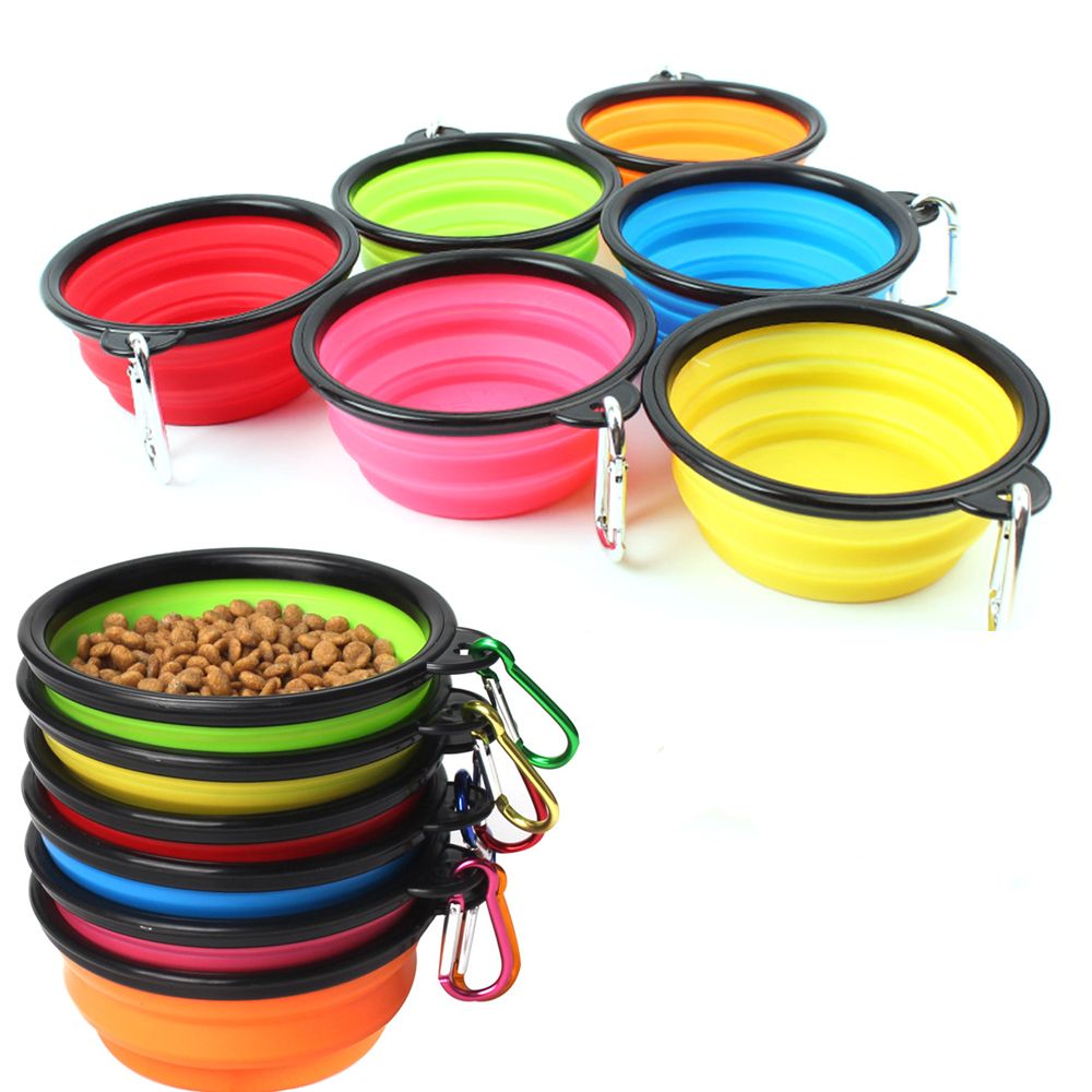 2020 New Collapsible Foldable Silicone Dog Bowl Candy Color Outdoor Travel Portable Puppy Doogie
