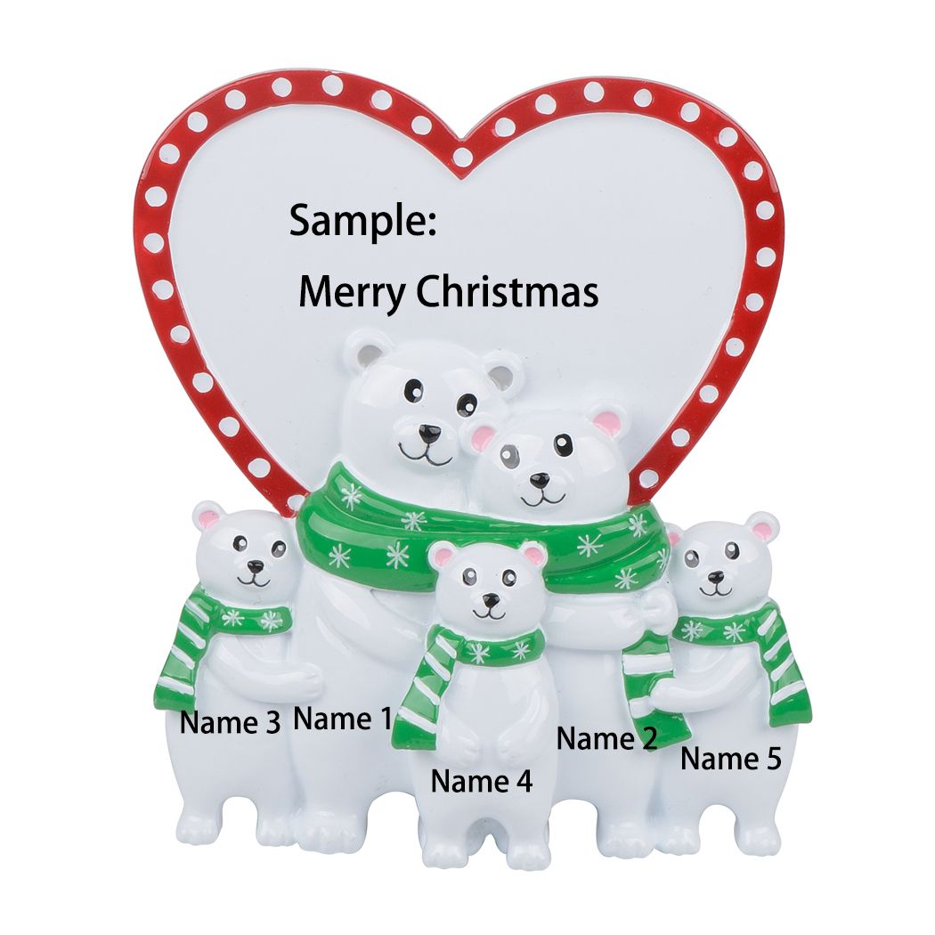 Resin Personalized Table Top Christmas Ornaments Family Of 5 Standing