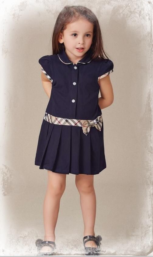 Compre Etiqueta De Marca Vestido Para Ninas Vestido Deportivo Para Ninos Ropa Casual Para Ninos Ropa De Verano Para Ninos Solapa A Cuadros Vestidos De Tenis De Manga Corta A 19 35