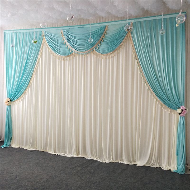 Ice Silk Satin Wedding Backdrop Swags Curtain Party Stage White Decor  * 