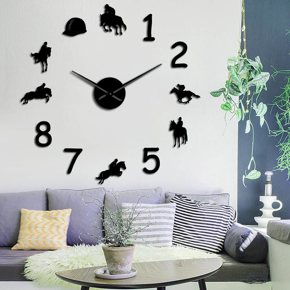 Compre Ecuestre Cowboys Diy Del Gran Numero De Reloj De Pared Sin