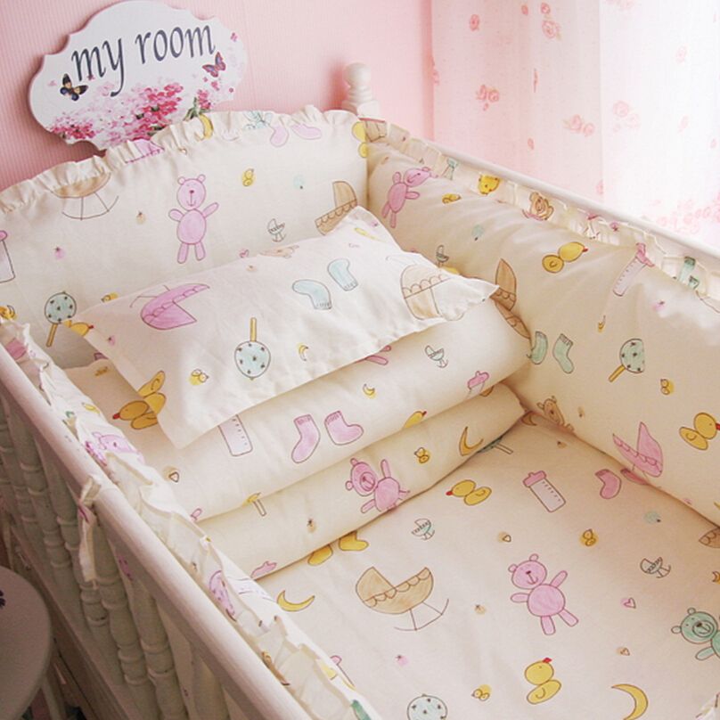 Detachable Cotton Baby Bedding Set Baby Cot Bed Linen Set In A