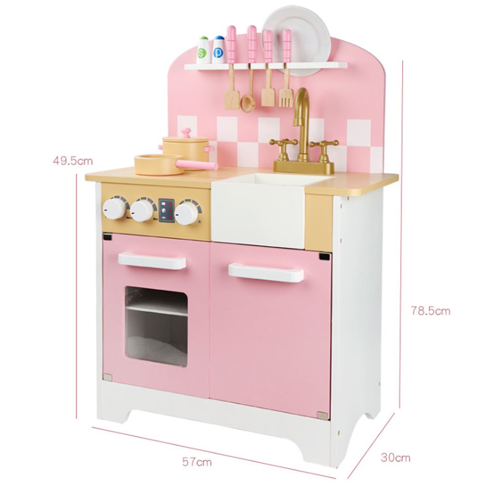 pink wooden kids kitchen