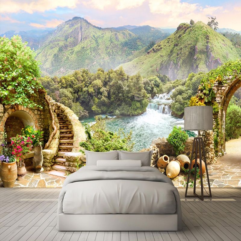Photo Wallpaper 3d Garden Mountain Lake Landscape Murals Living