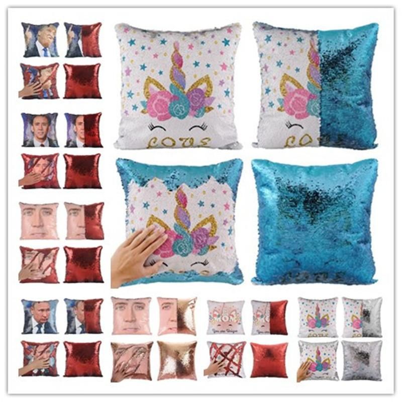 LYX Nicholas Cage Mermaid Sequin Cushion Cover, Magic Throw
