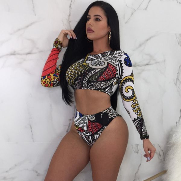 long sleeve crop bikini