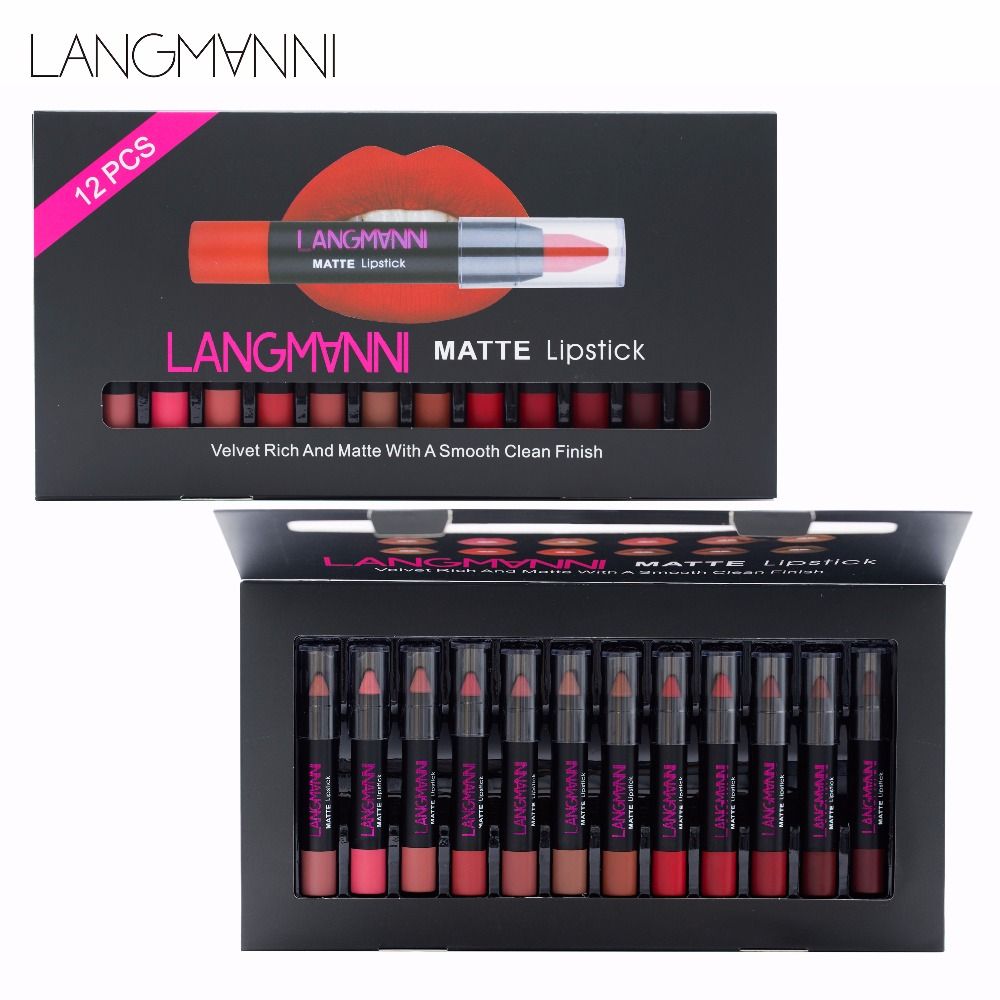 Langmanni Profession Lip Kit Matte Lipstick Makeup Lasting Waterproof Velvet Red Rouge A Levre Mat Tint Lipsticks Set The Best Makeup Diy Lip Gloss