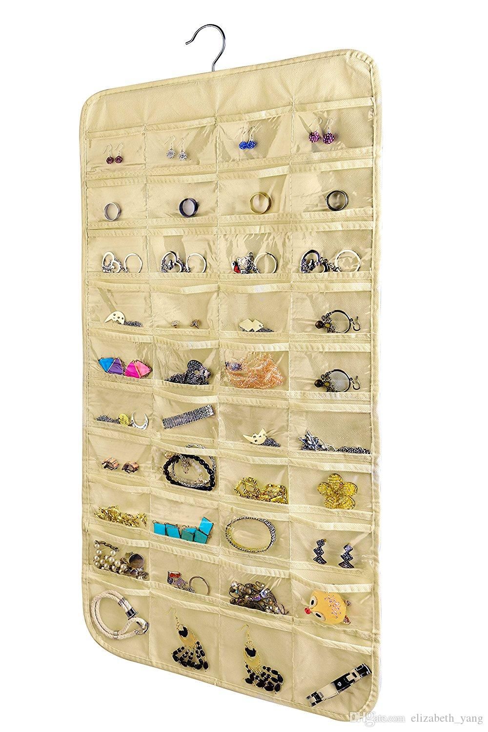 2020 New 80 Pockets Jewelry Hanging Organizer Earrings Necklace Jewelry