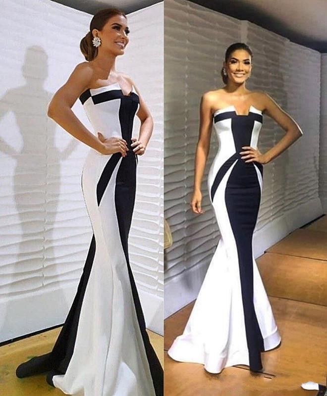 elegant black and white evening dresses