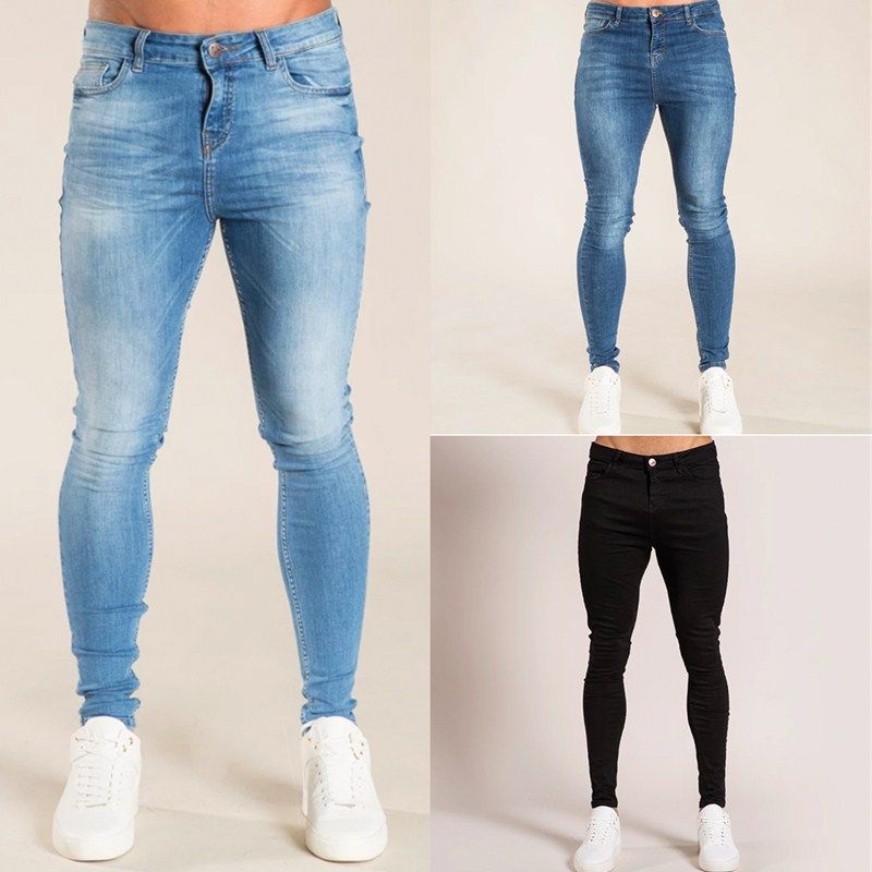 mens elastic waist skinny jeans