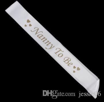Nanny to Be White Satin Sash Ribbons Baby Shower Party Favors Love Hearts