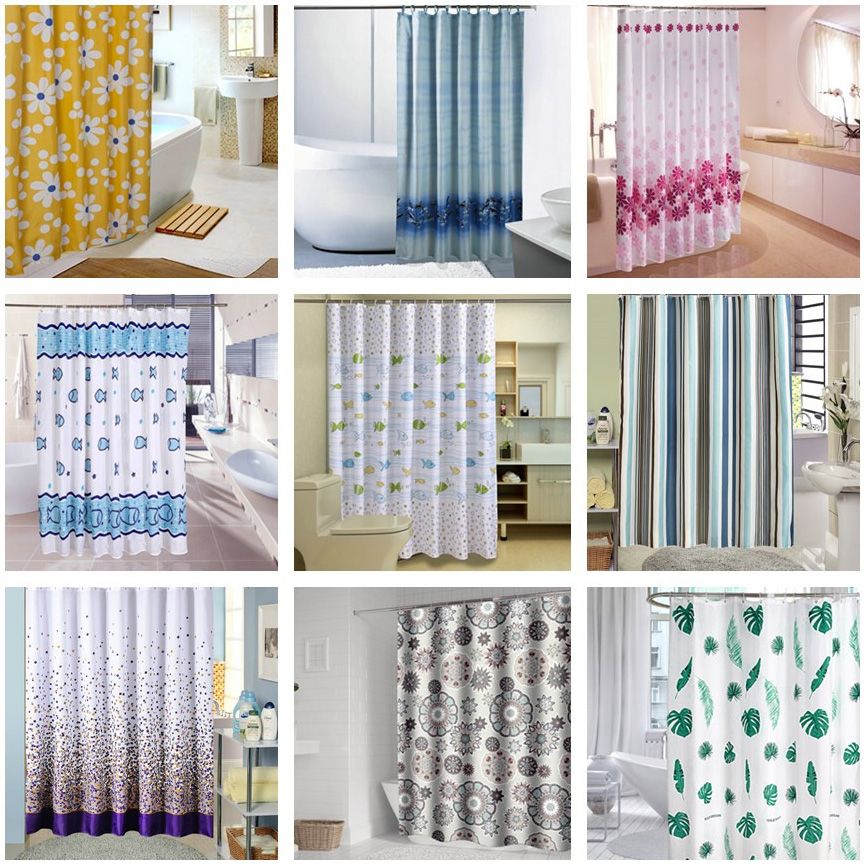 2019 59 71 Inch Bath Shower Curtains With 12 Plastic Hooks