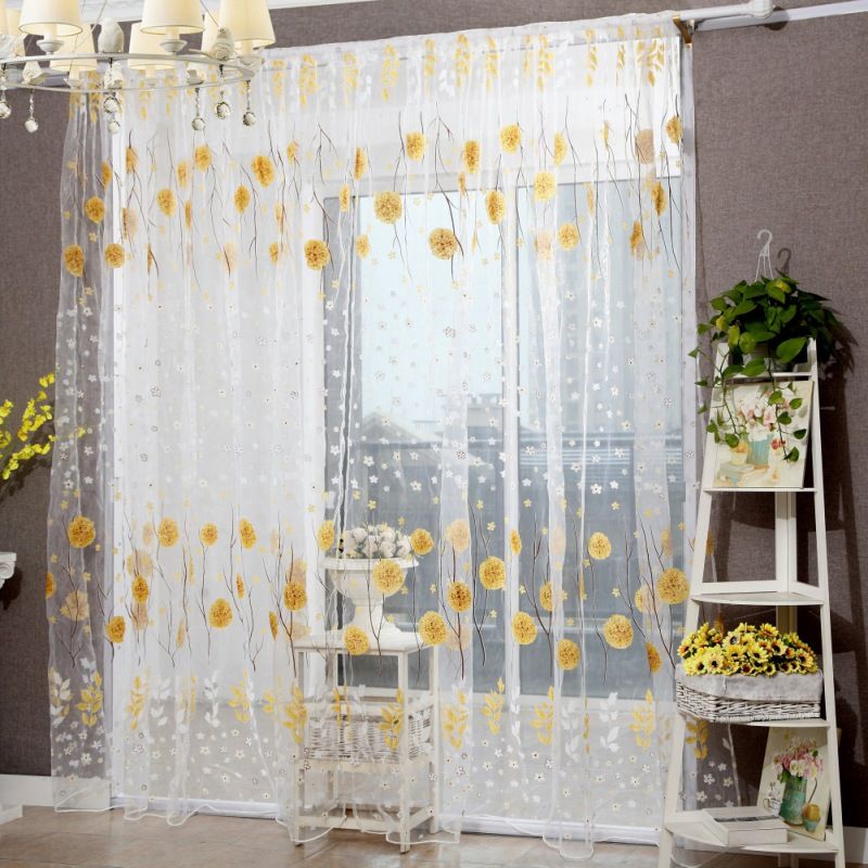 compre cortinas transparentes cortina para ventanas divisor de tul voile panel para cortinas cortinas con estampado de flores transparentes para sala