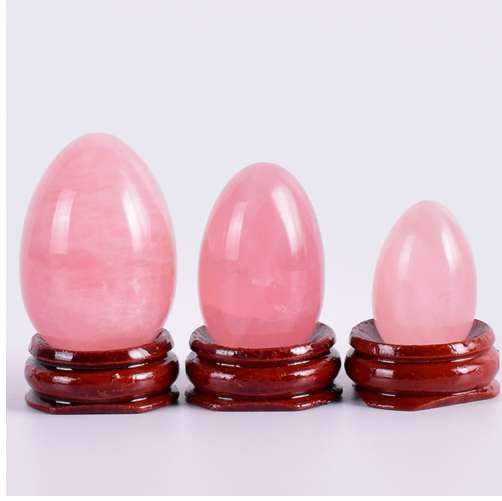 2019 Natural Rose Quartz Yoni Egg Massage Egg Set Undrill Wooden