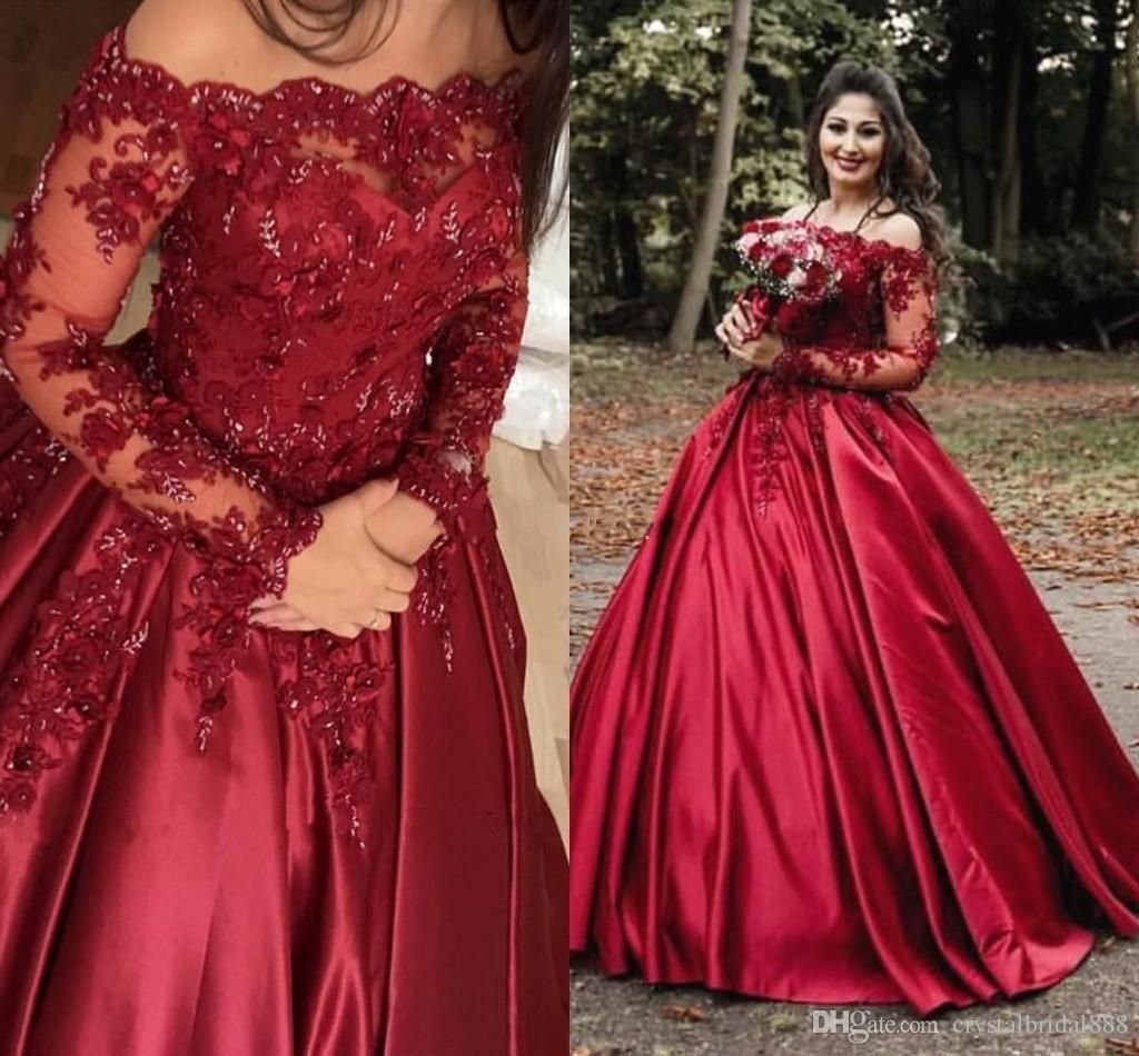 Sexy Burgundy Dark Red Quinceanera Dresses Off Shoulder Lace Flowers ...