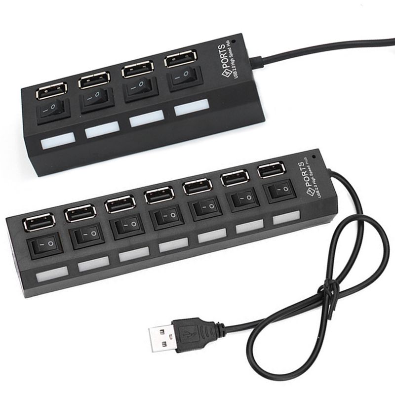 2020 USB 2.0 Hub Multi USB Splitter 4/7 USB Port Expander With On/Off