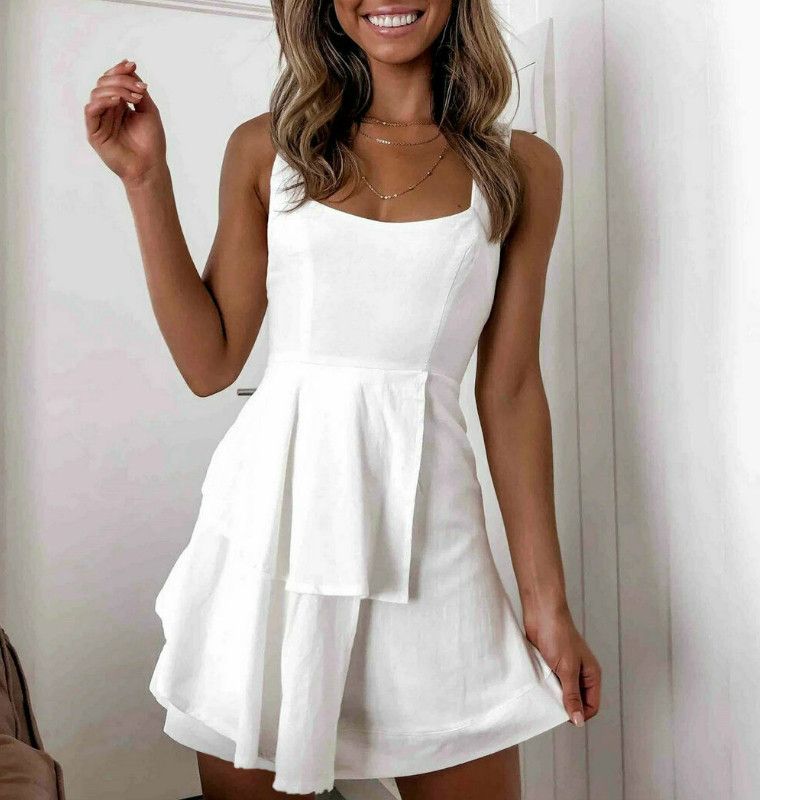 Women Summer Mini Dress Sleeveless 