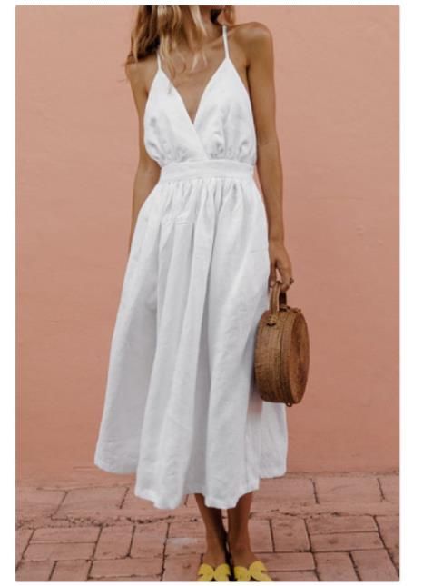 backless linen dress